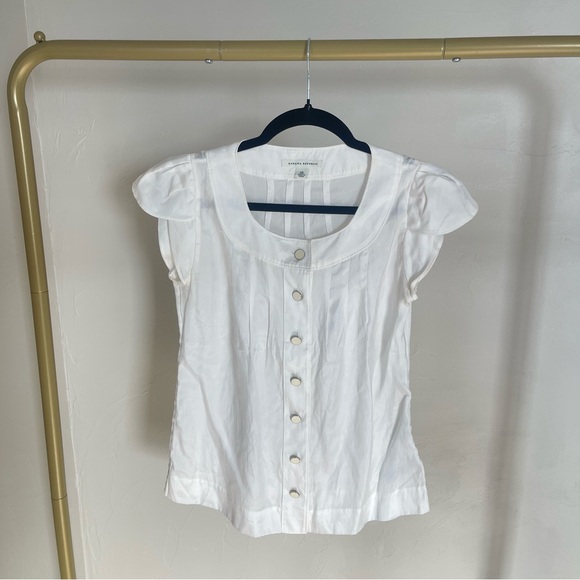 White Button-Up Women's Top Blouse Banana Republic Office Silk Cotton xsmall - Picture 1 of 5
